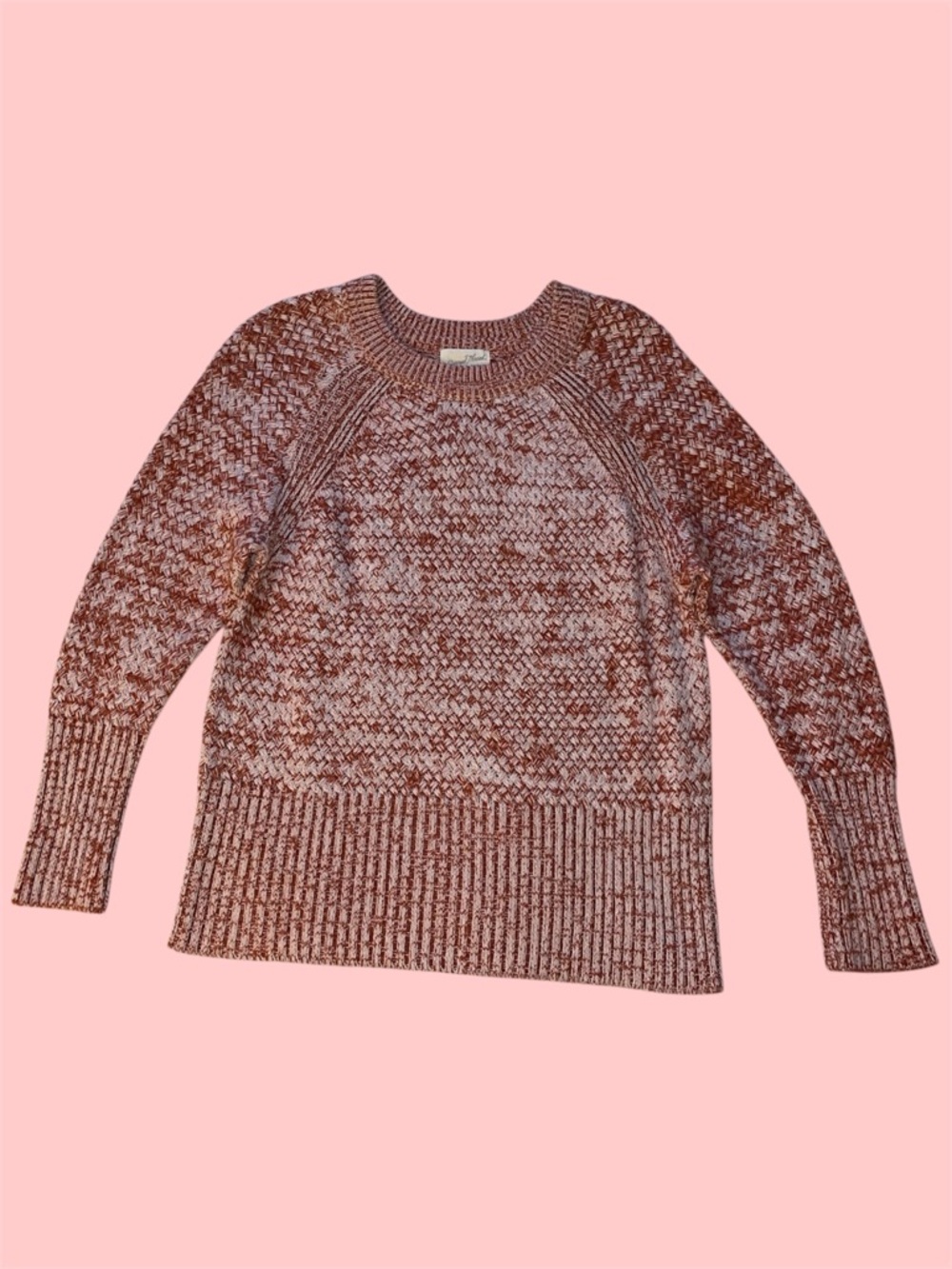Universal Thread Rust Red & White Crew Neck Knit Sweater